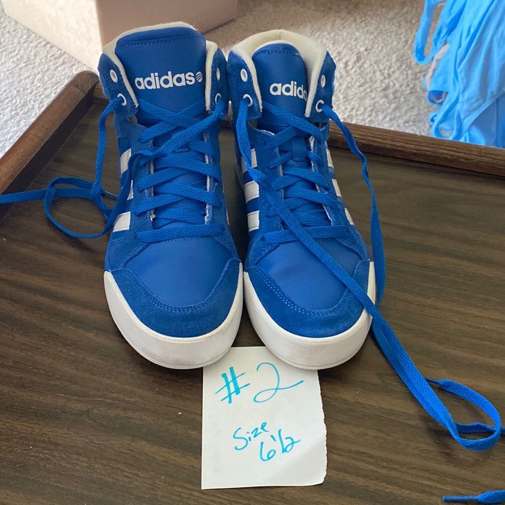 (#2) Womens Adidas Ortholite Blue Tennis Shoes,       Size 6 1/2, Good Condition